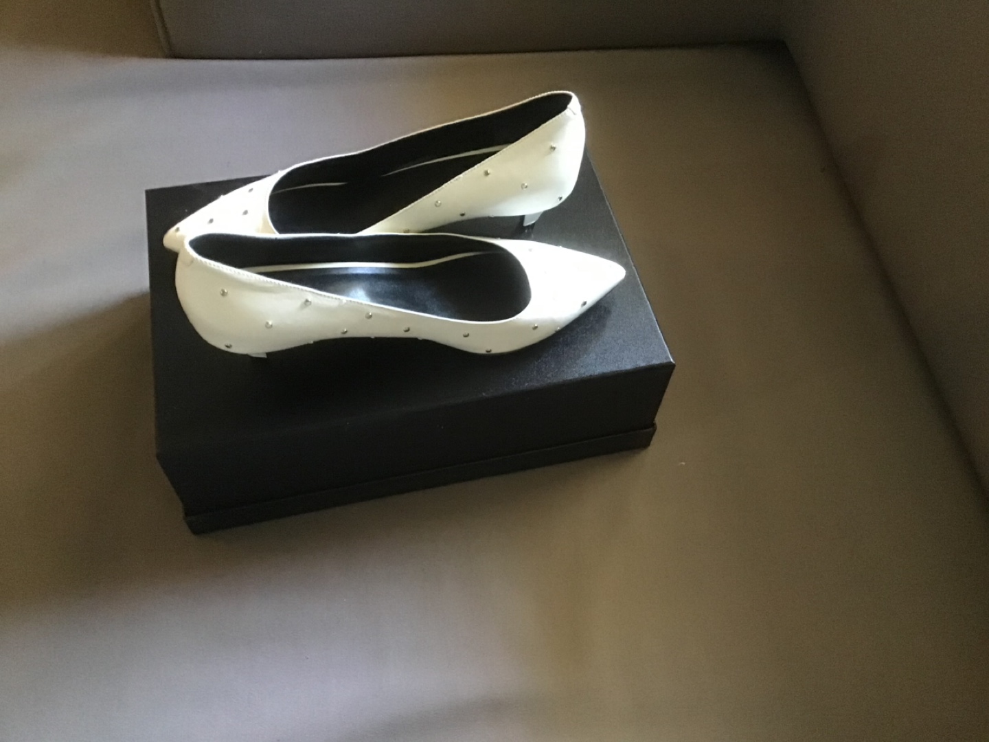 Celine White Studded Pumps