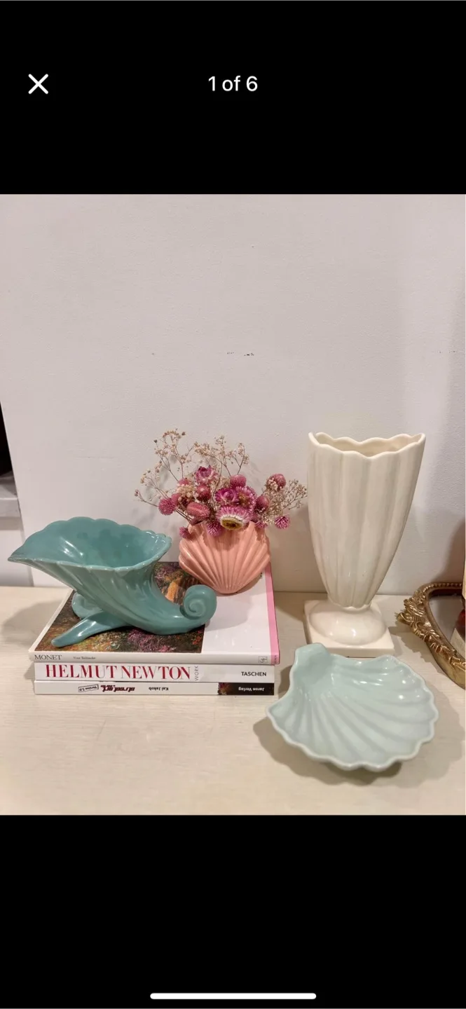 Vintage shell shape Ceramic Vases thumbnail