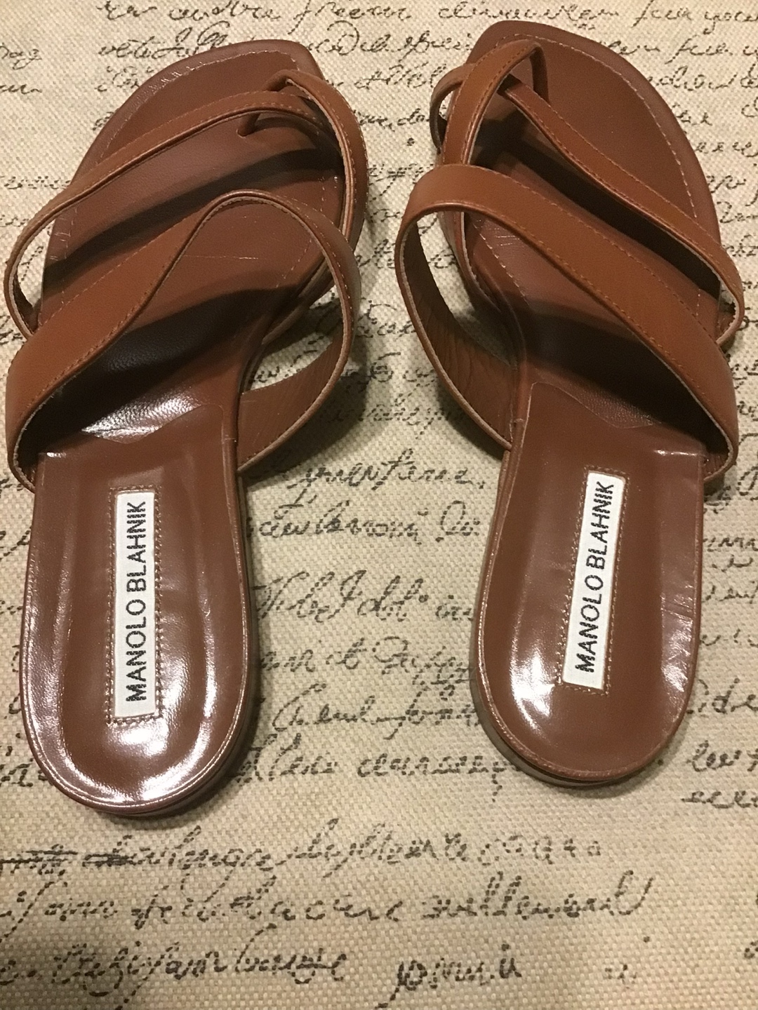 Manolo Blahnik Brown Leather Sandals - Size 37.5