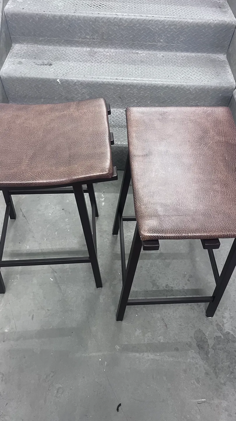 Brown Faux Leather Bar Stools - Set of 2 thumbnail