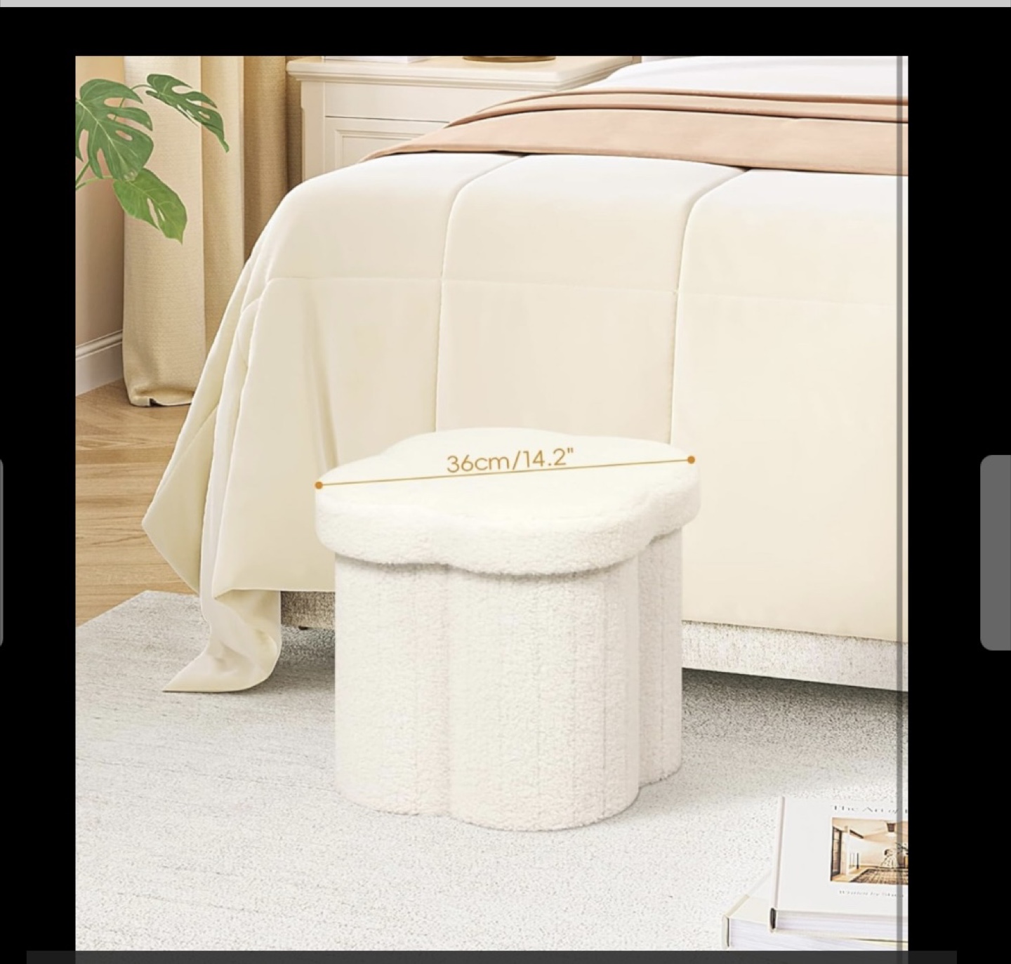 Cream Sherpa Storage Ottoman Stool - New!