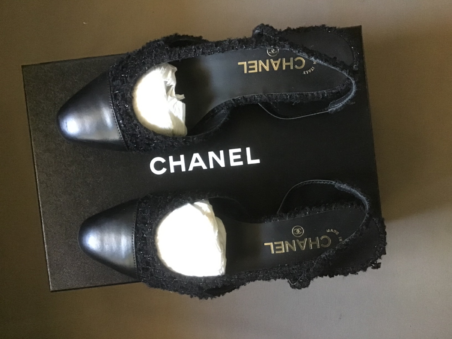 Chanel Black Slingback Shoes Size 38.5