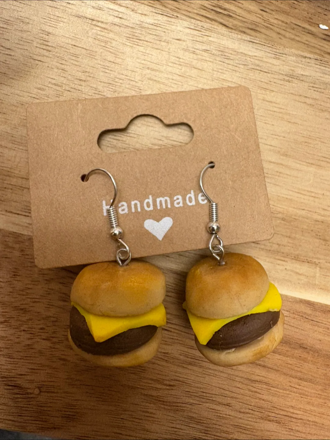 Handmade Burger Earrings thumbnail