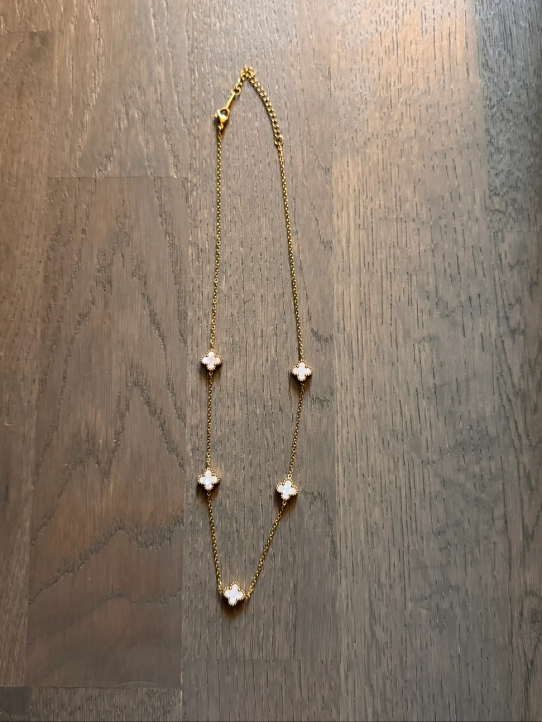 Gold Tone Clover Station Necklace thumbnail