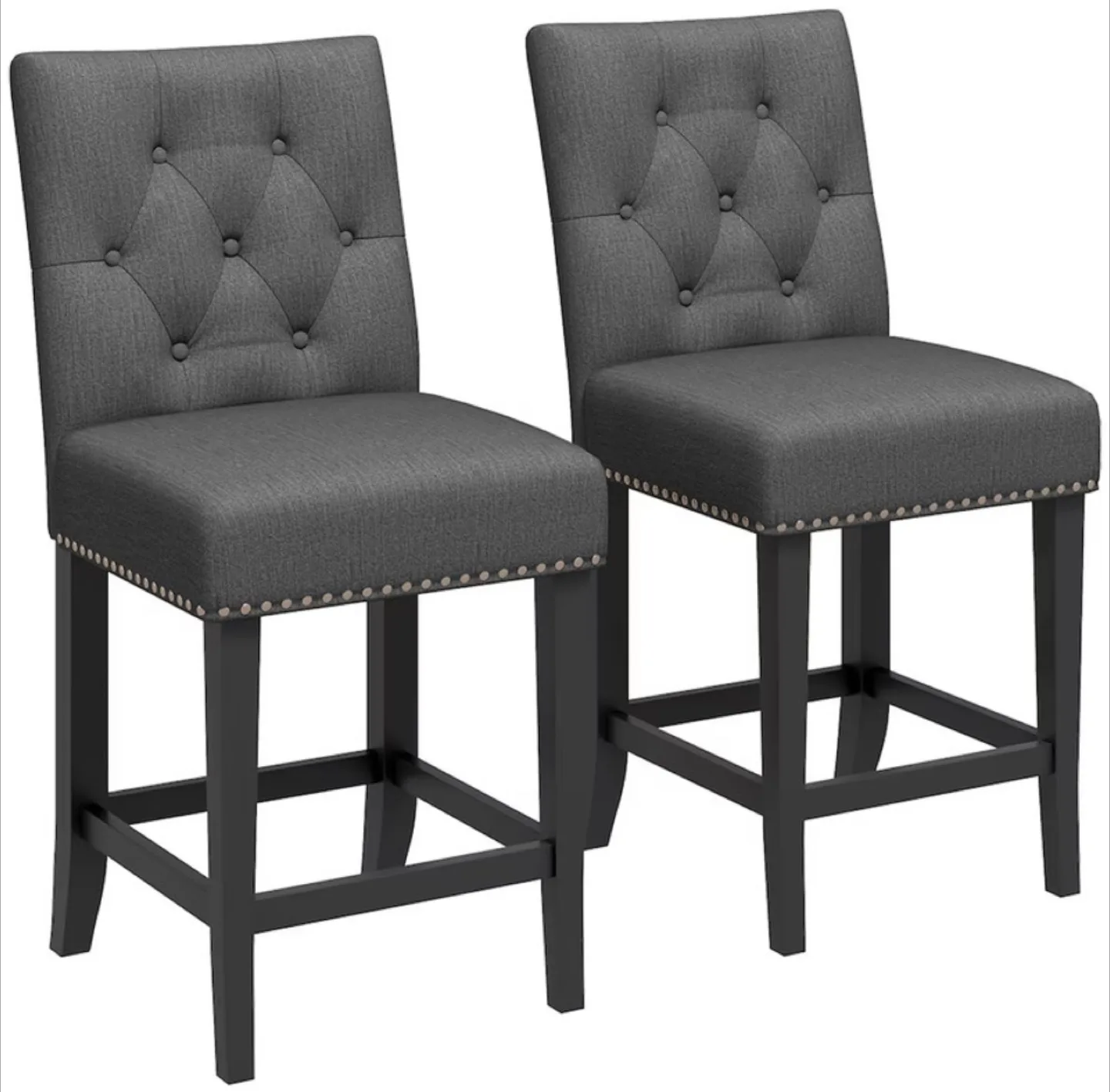 SET OF 2 FABRIC TUFTED BACK CHAIRS-l thumbnail