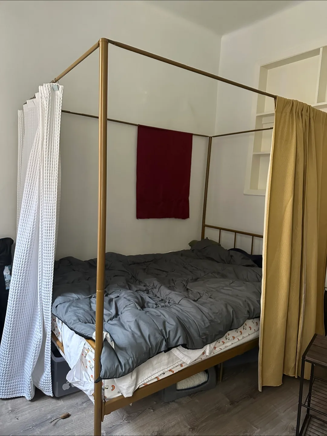 Queen-size Canopy Bed Frame and mattress thumbnail