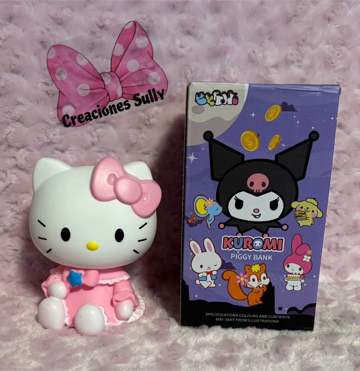Kuromi Piggy Bank & Hello Kitty Figurine thumbnail