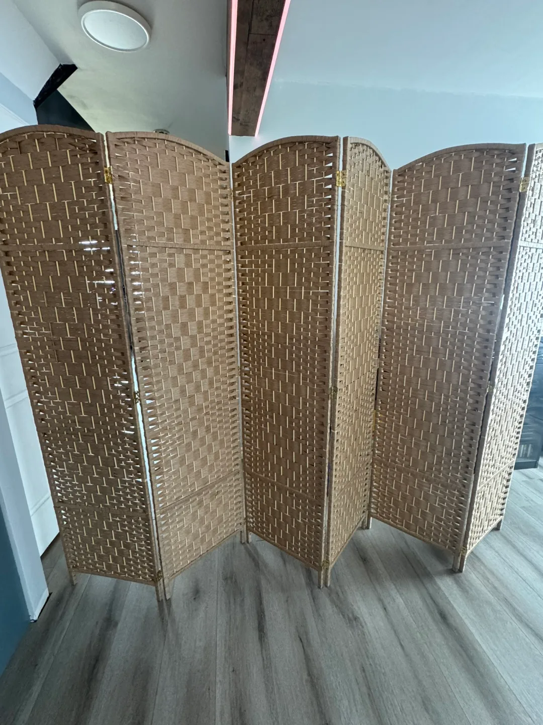 6FT FOLDING 6 PANEL ROOM DIVIDER WOODEN FRAME thumbnail