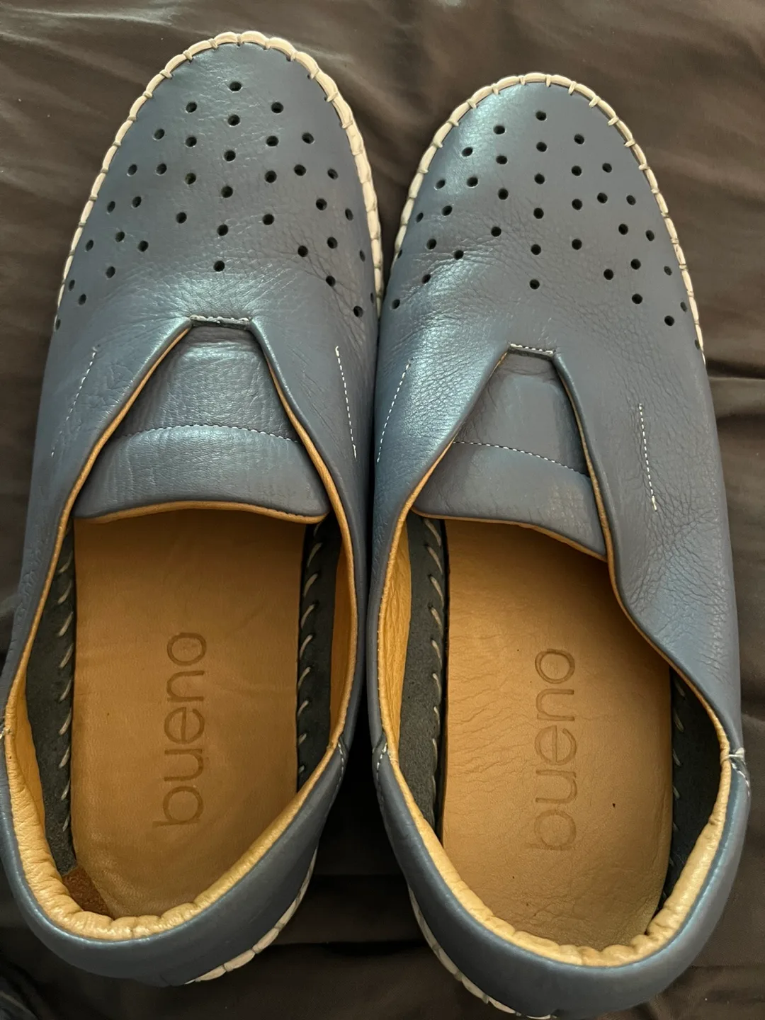 Bueno Blue Leather Loafers Size 8 thumbnail