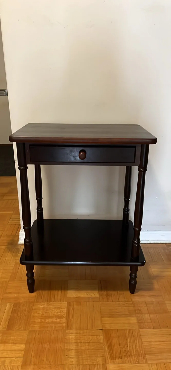 Dark Brown Side Table with Drawer thumbnail
