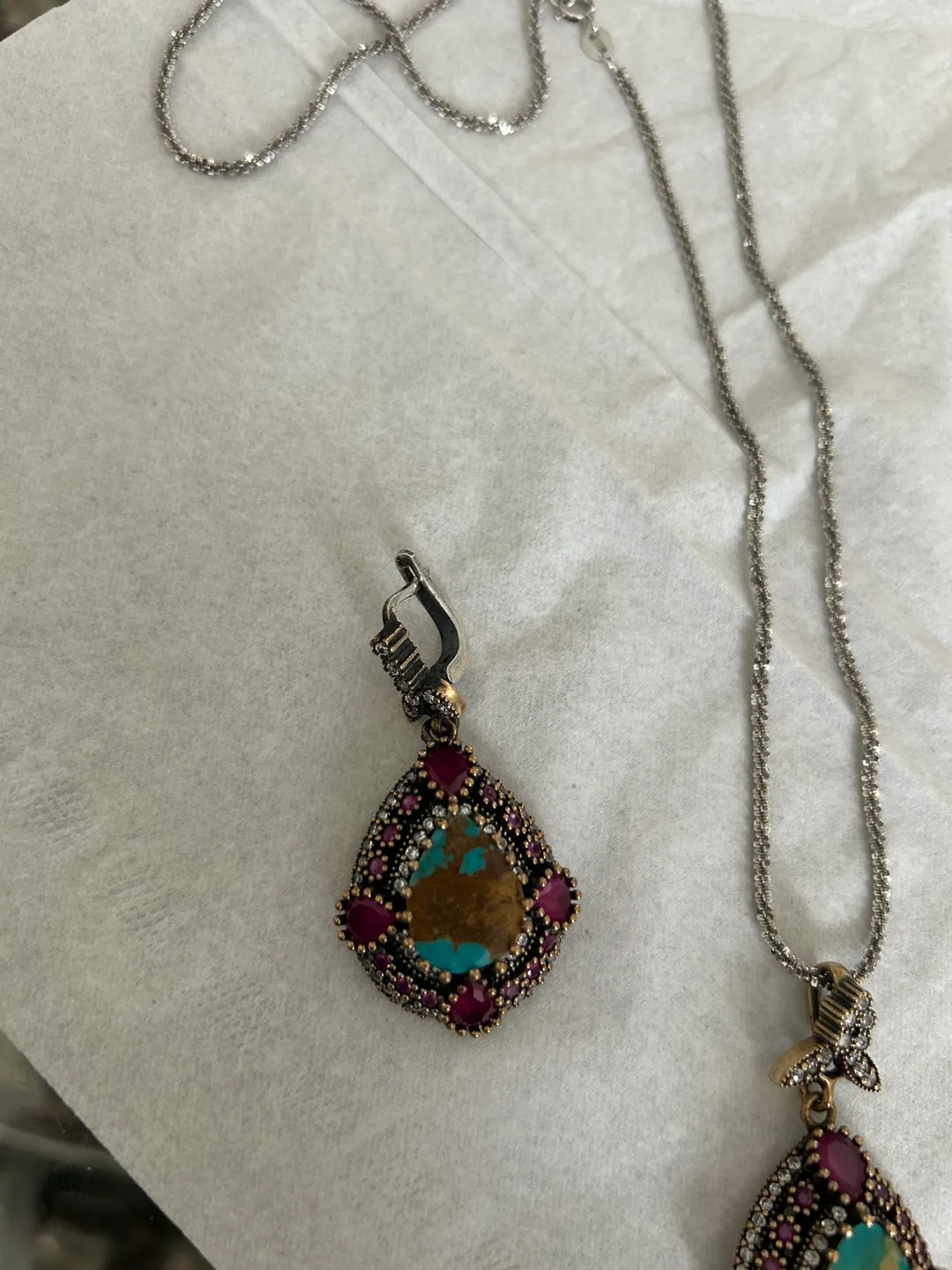 Turquoise Necklace & Earrings Set 925 image indicator(3)