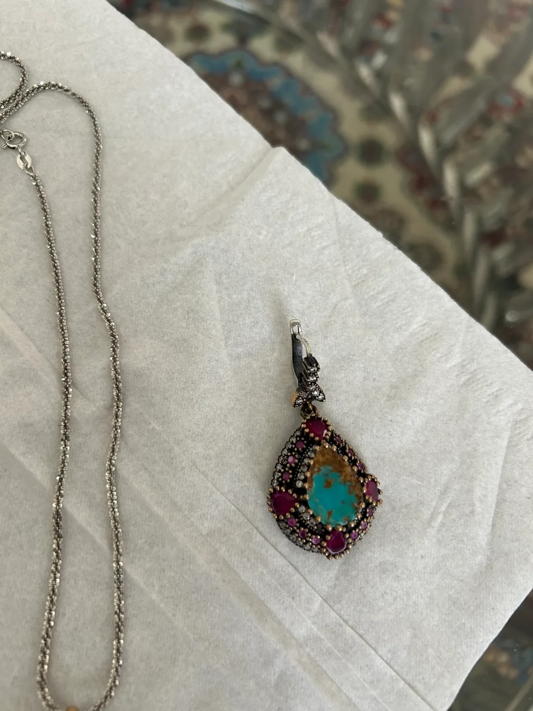 Turquoise Necklace & Earrings Set 925 image indicator(4)