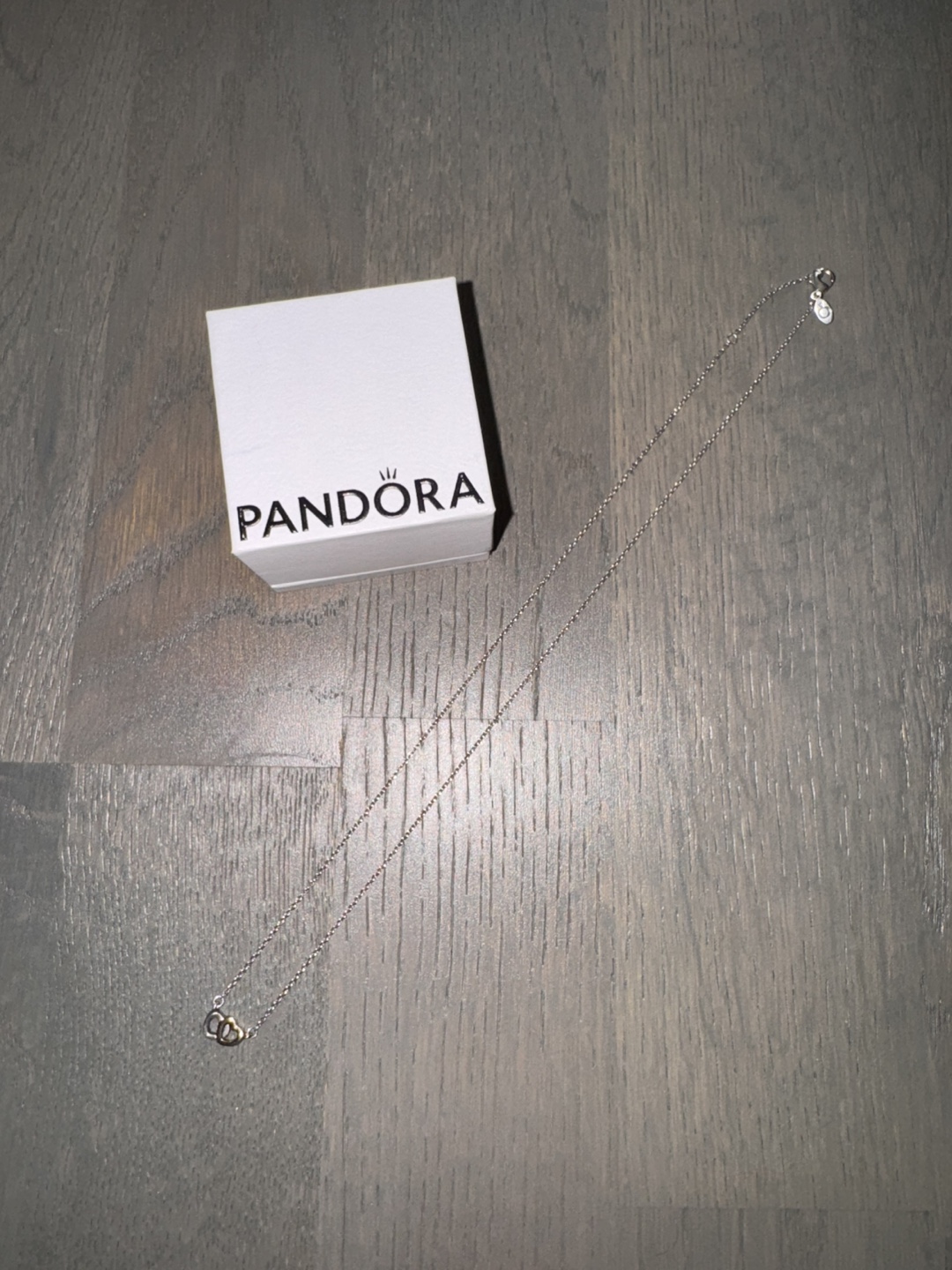 Pandora Silver-Gold Double Heart Necklace with Box - photo 4