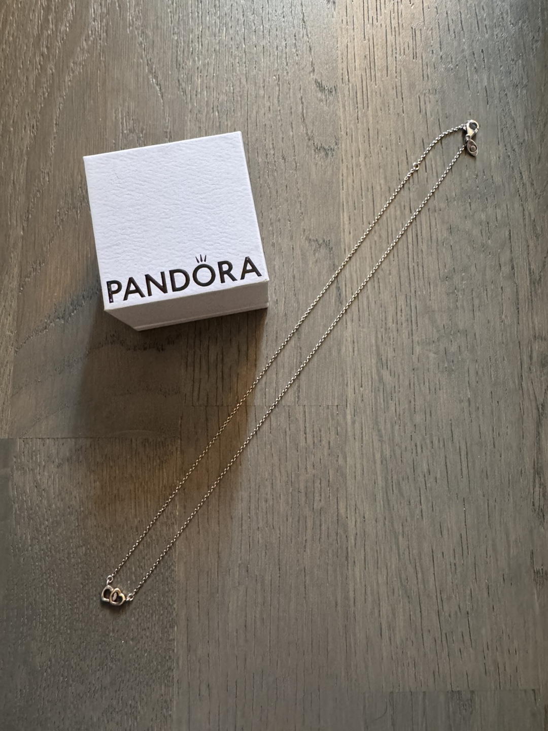 Pandora Silver-Gold Double Heart Necklace with Box - photo 3