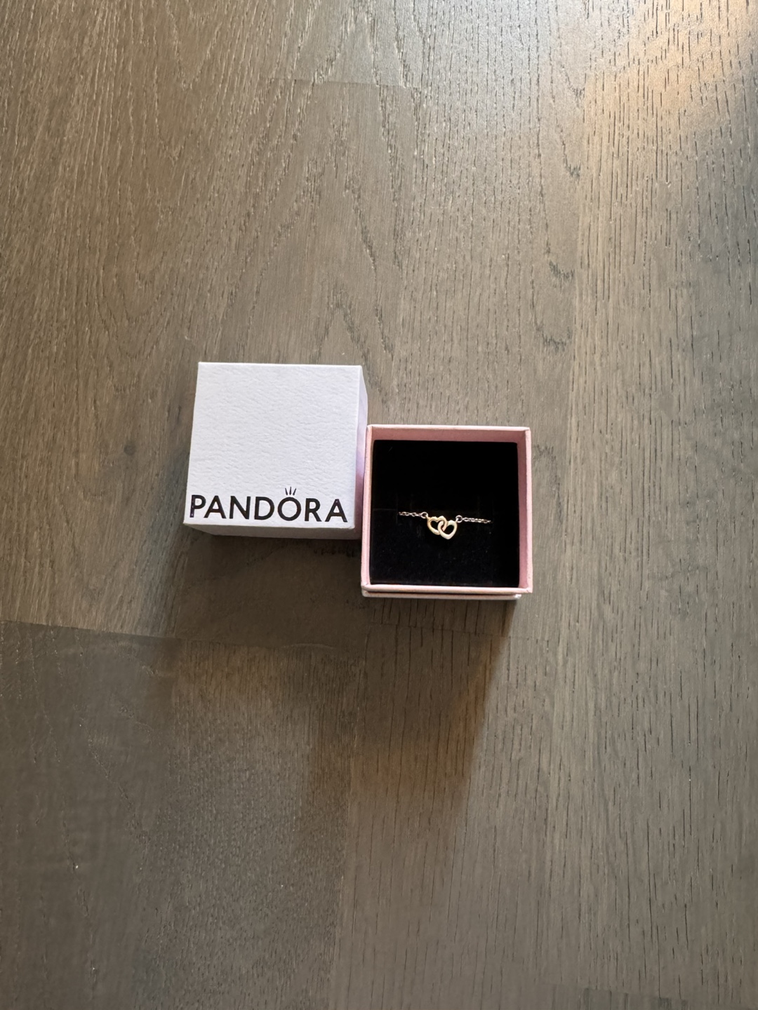 Pandora Silver-Gold Double Heart Necklace with Box - photo 2