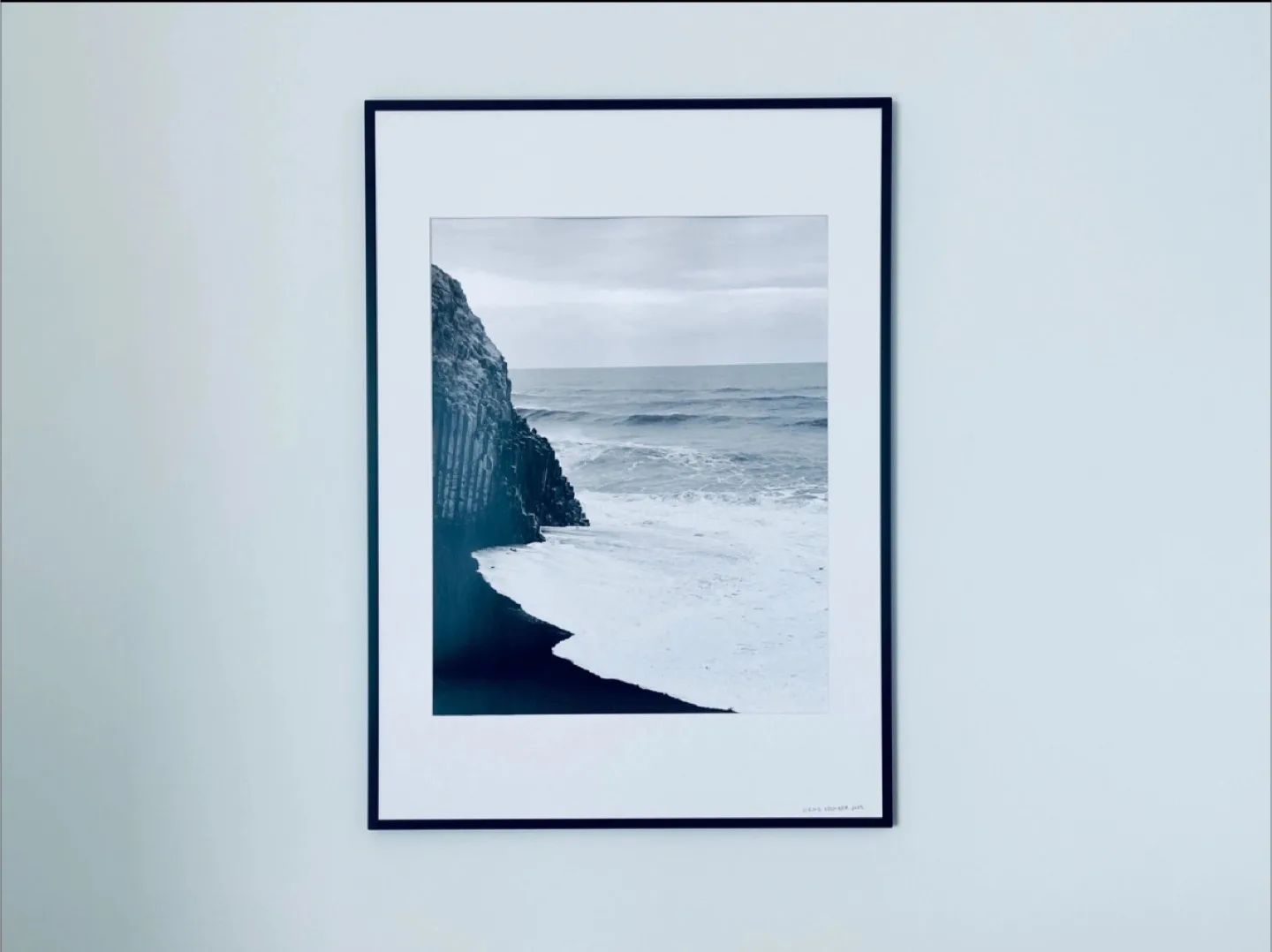 🧡 Framed print. Black and white print of black sand beach thumbnail