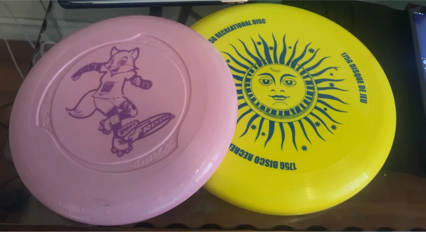 Two Frisbee Discs - Pink & Yellow thumbnail