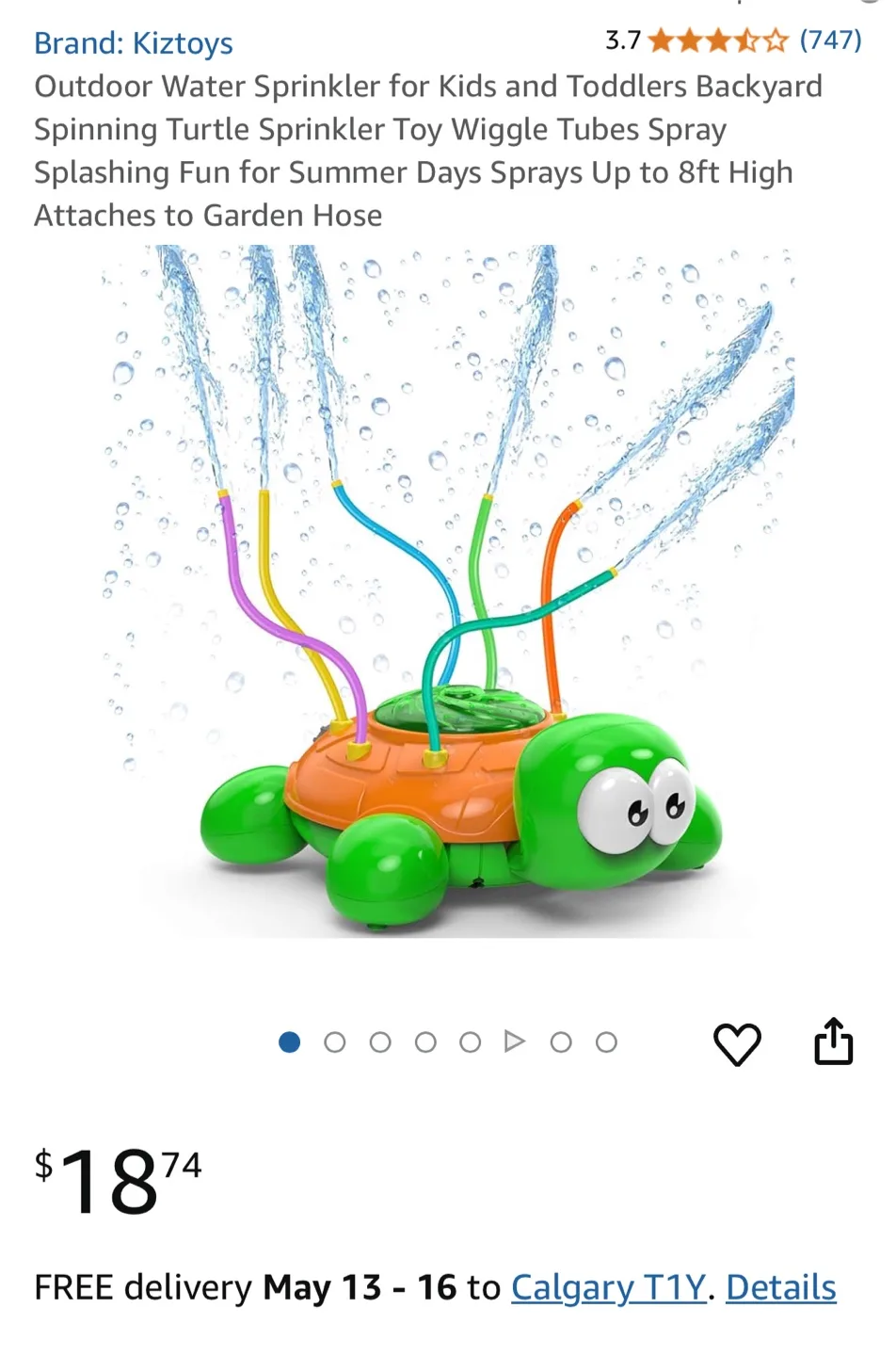 🧡 Brand New Kiztoys Turtle Water Sprinkler for Kids image indicator(2)