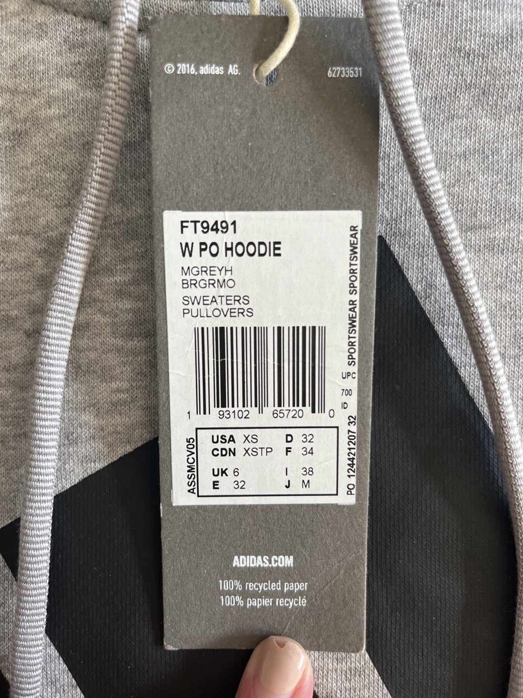 Adidas W Cropped Hoodie Grey XS - photo 5