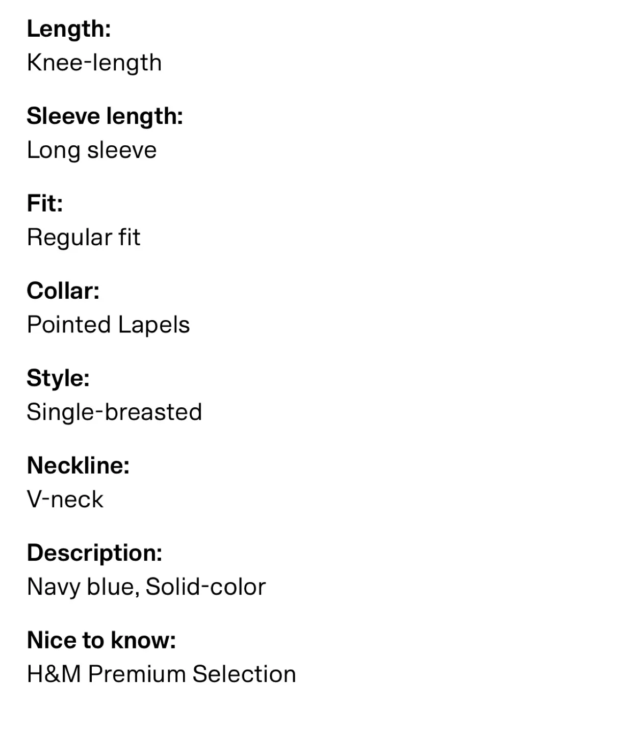 Men’s H&M Premium Wool Coat - Navy Blue image indicator(3)