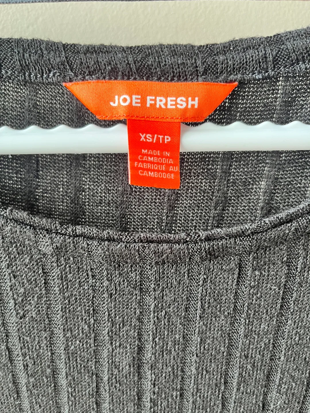 Joe Fresh XS-S Black Ribbed Sheer Top image indicator(2)