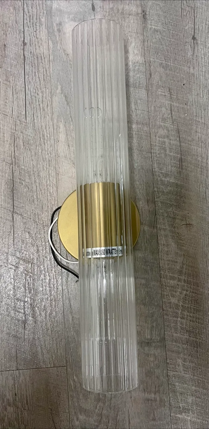 1 Ribbed Glass Wall Sconce for sale thumbnail