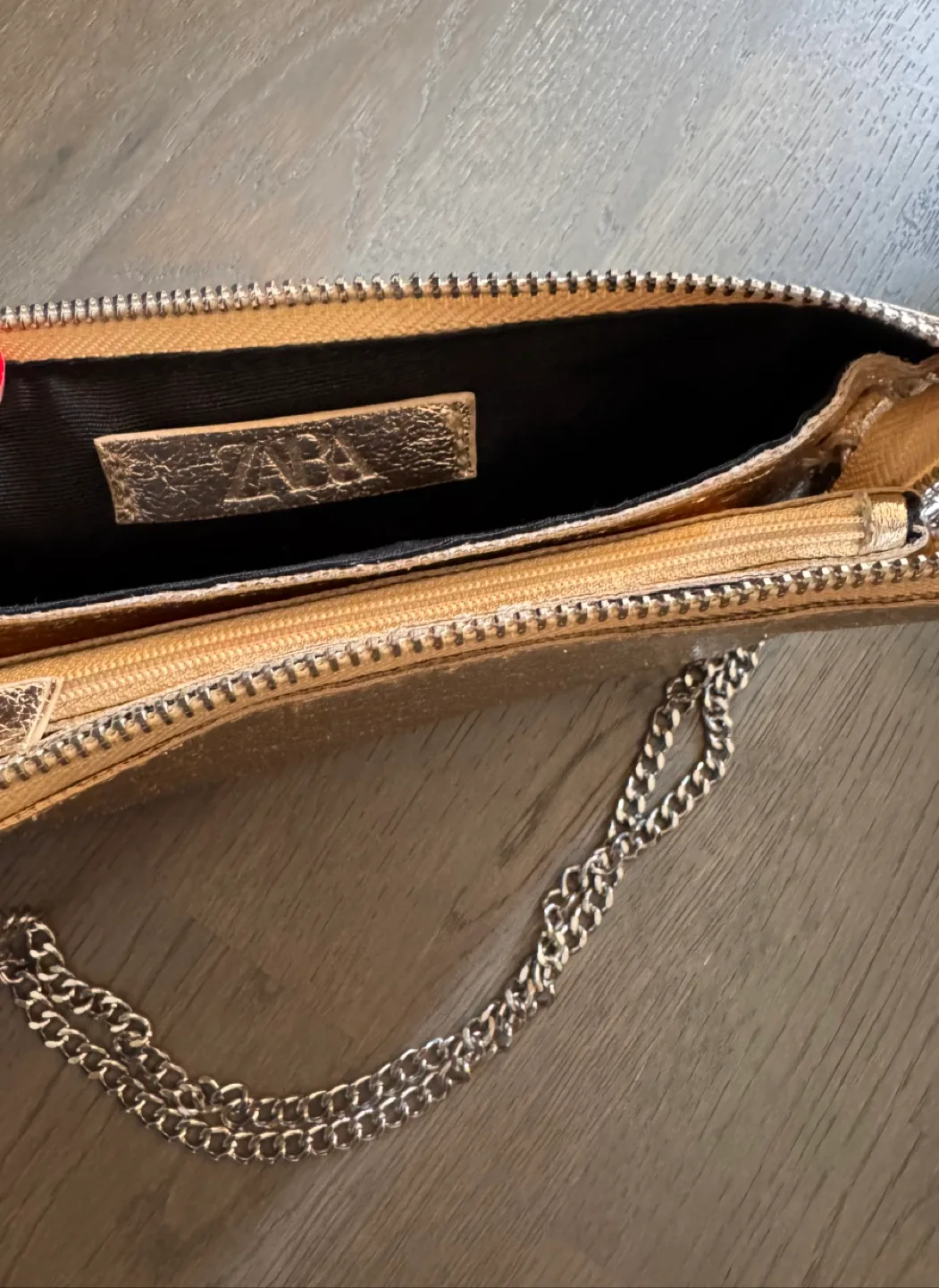 Zara Gold Metallic Clutch with Chain image indicator(2)