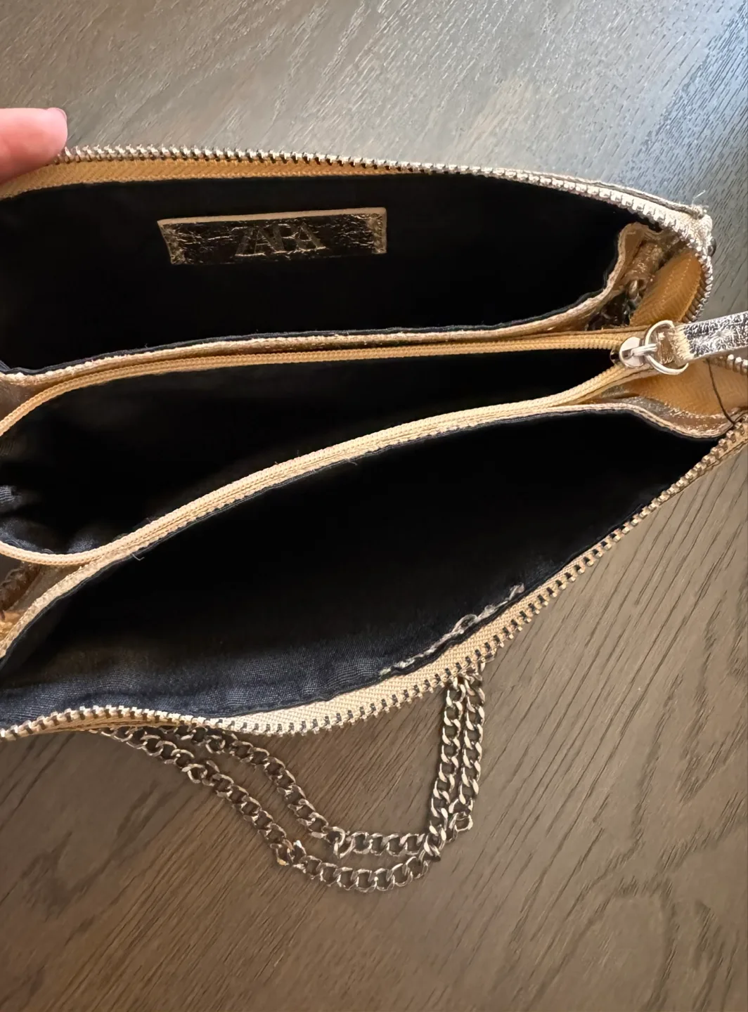 Zara Gold Metallic Clutch with Chain image indicator(4)