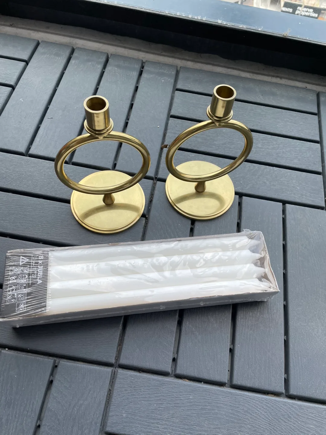 Gold Candle Holders with Candles thumbnail