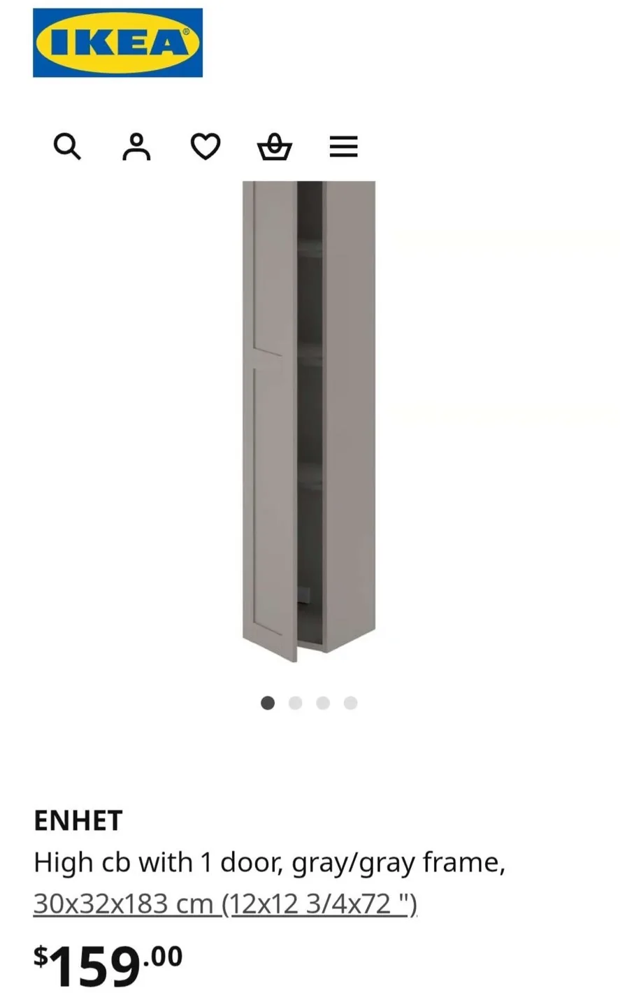 Ikea Cabinet shelf with door grey enhet thumbnail