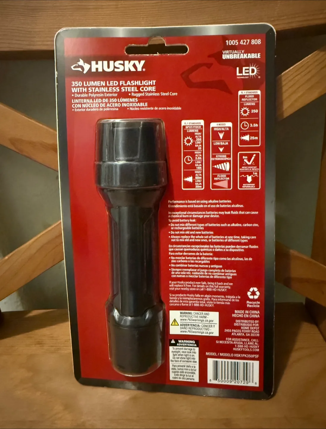 Husky 350 Lumen LED Flashlight - Stainless Steel Core thumbnail