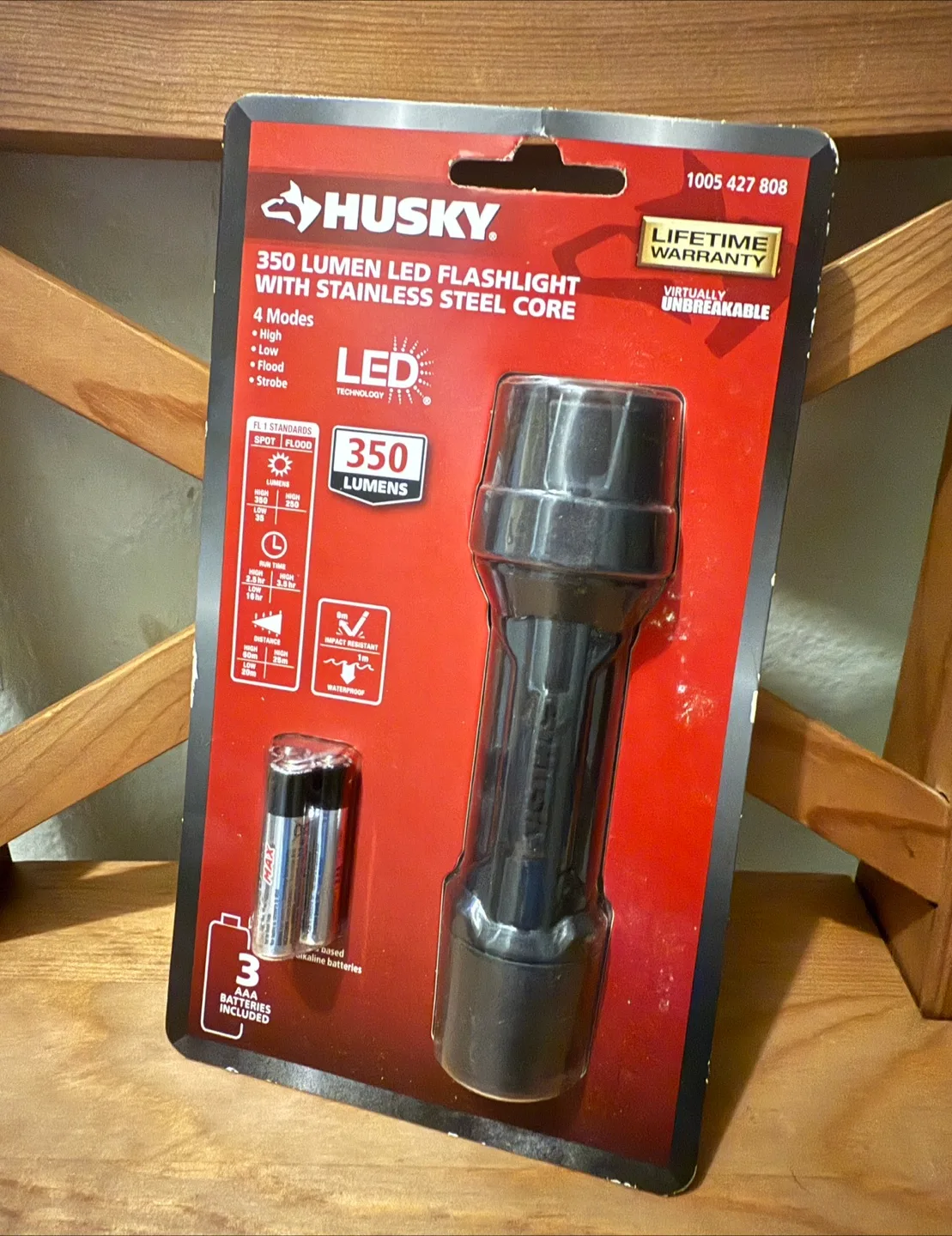 Husky 350 Lumen LED Flashlight - Stainless Steel Core image indicator(2)
