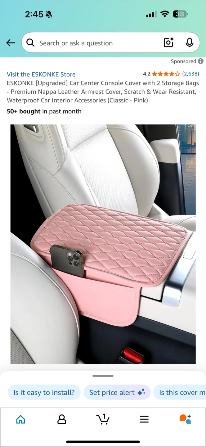 New ESKONKE Car Center Console Cover - Pink 🧡 thumbnail