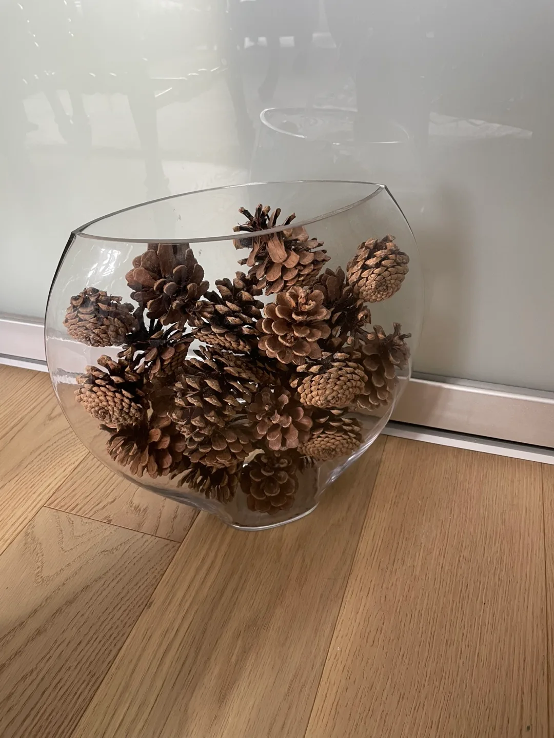 Concave Glass Bowl with Pine Cones thumbnail