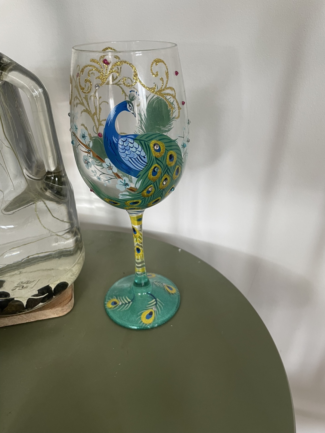 Peacock Wine Glass