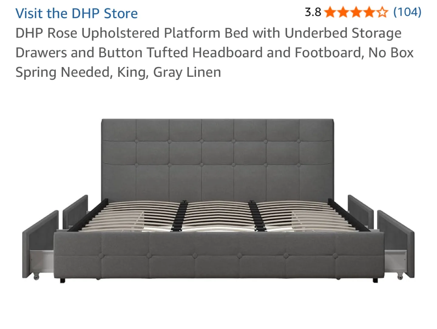 DHP Rose King Upholstered Platform Bed - Gray Linen thumbnail