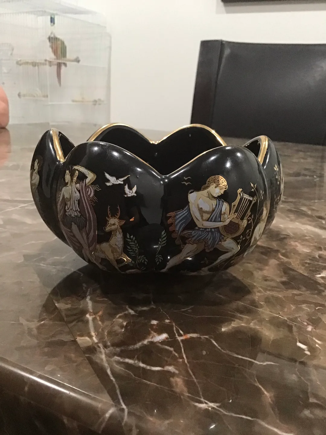 Black Decorative Bowl with Greek Figures thumbnail