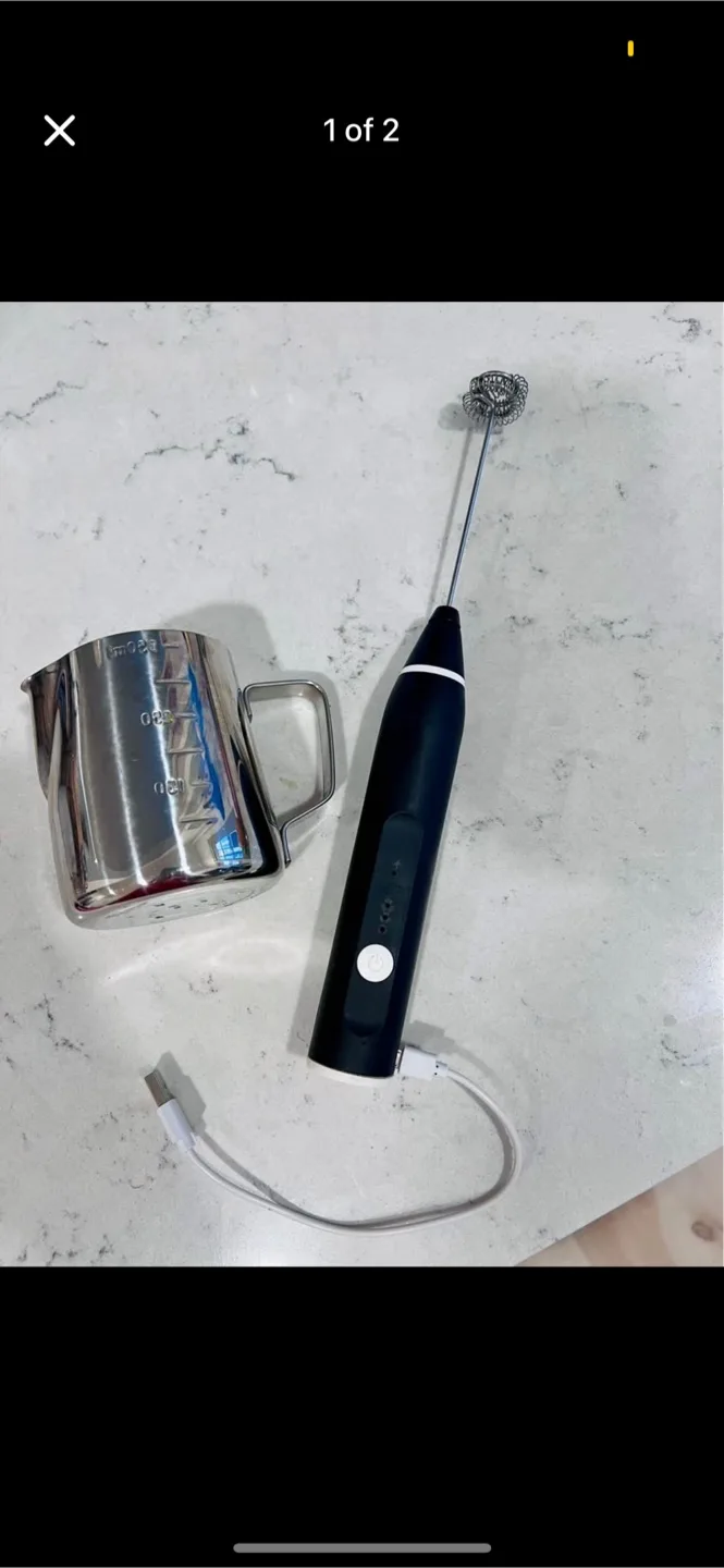 Electric Milk Frother Wand with stainless steel Pitcher thumbnail