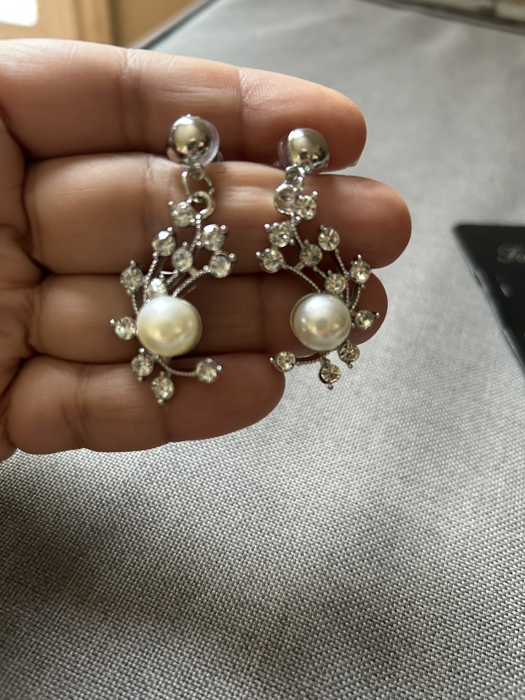 Pearl & Rhinestone Earrings - photo 2
