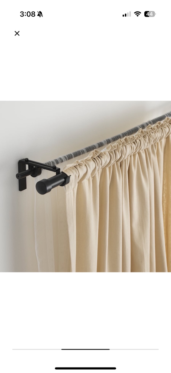 IKEA HUGAD Curtain Rod & BETYDLIG Wall Bracket - Black - photo 3