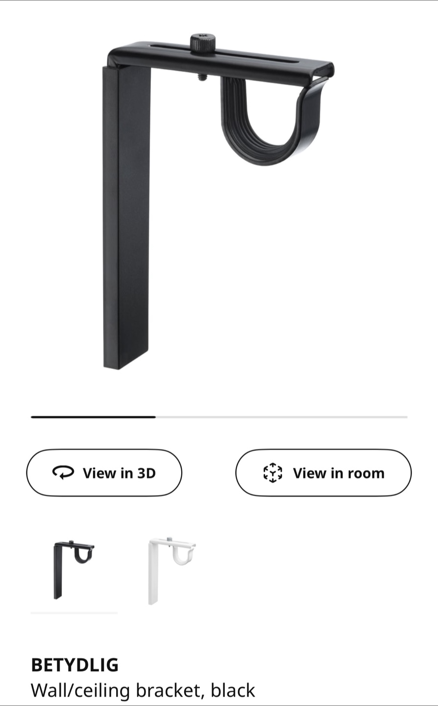 IKEA HUGAD Curtain Rod & BETYDLIG Wall Bracket - Black - photo 4