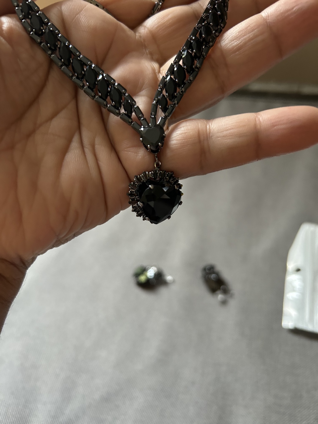 Black Necklace and Earring Set