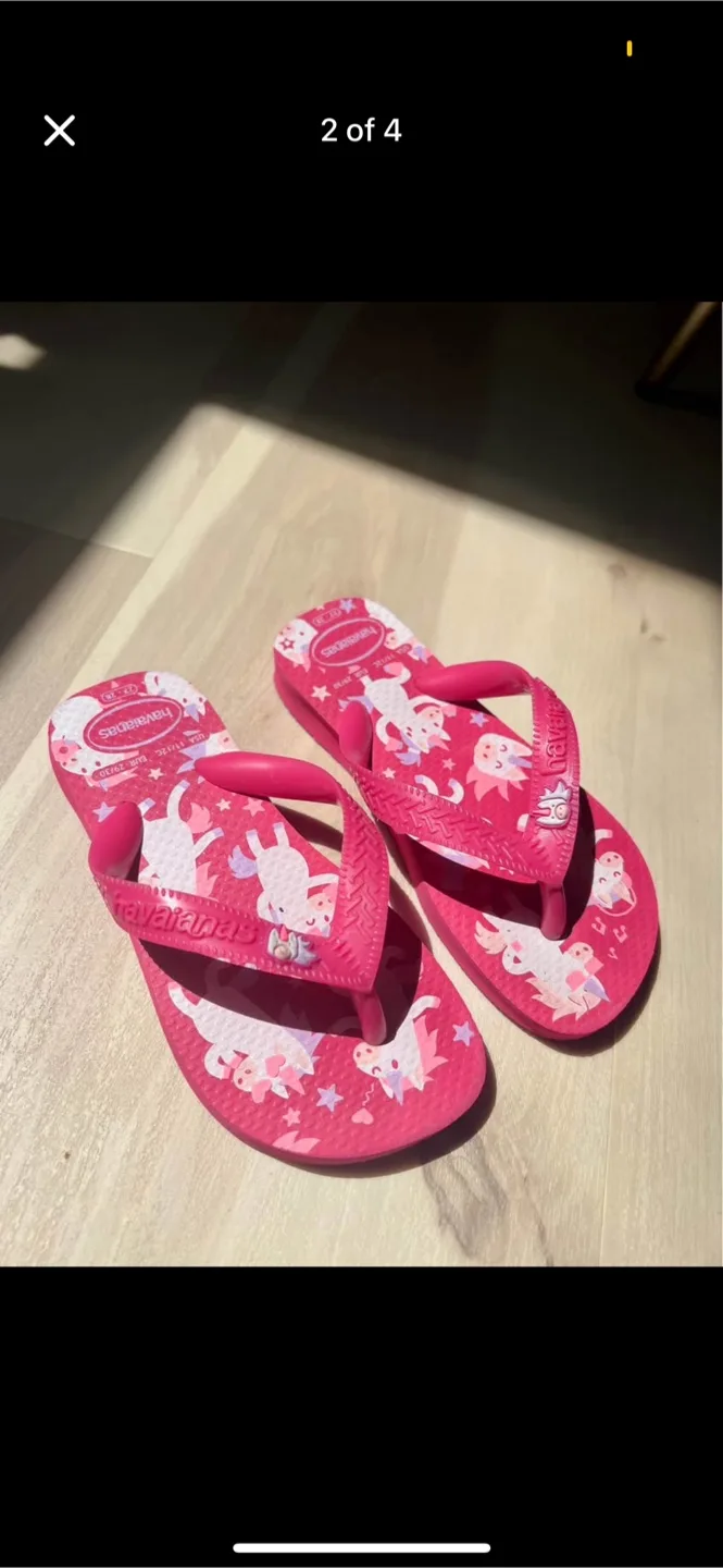 Havaianas Kids Pink Unicorn Flip Flops - Size 11/12 thumbnail
