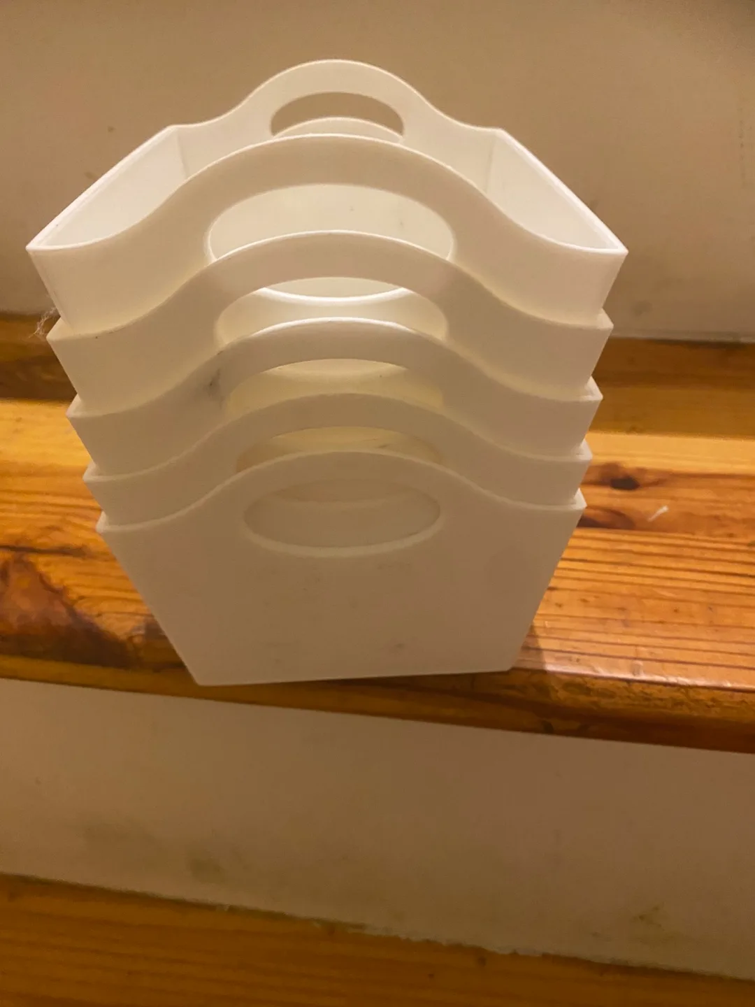 White Plastic Storage Baskets - Set of 5 thumbnail