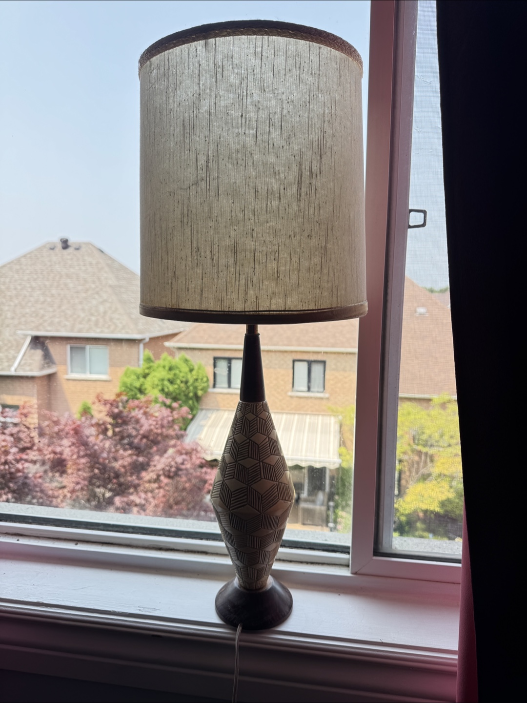 Pair of Vintage Lamps with Geometric Pattern 🧡 - photo 2