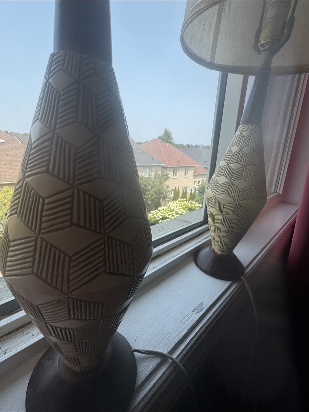 Pair of Vintage Lamps with Geometric Pattern 🧡 - photo 3