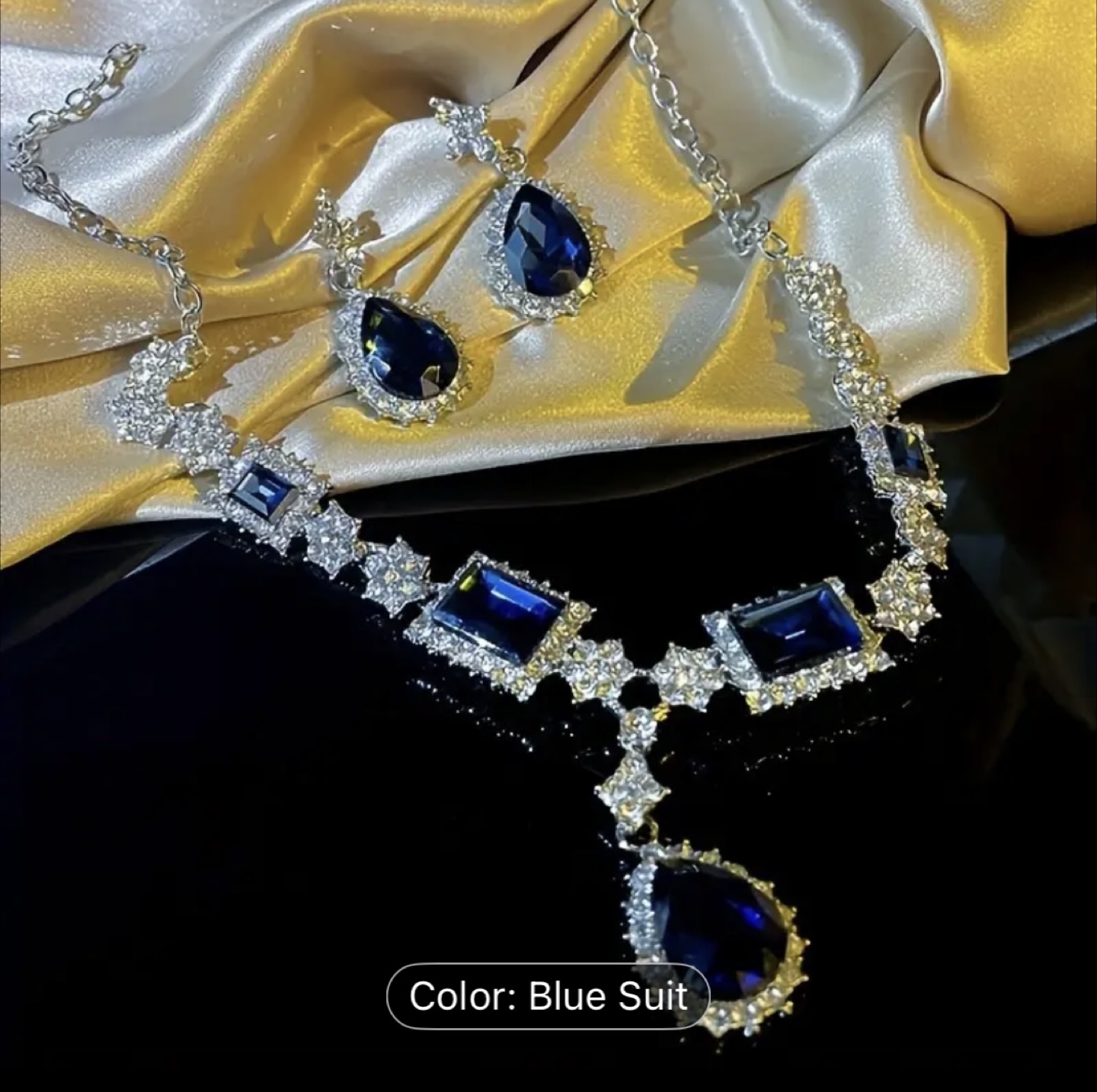 Blue Stone Necklace & Earring Set