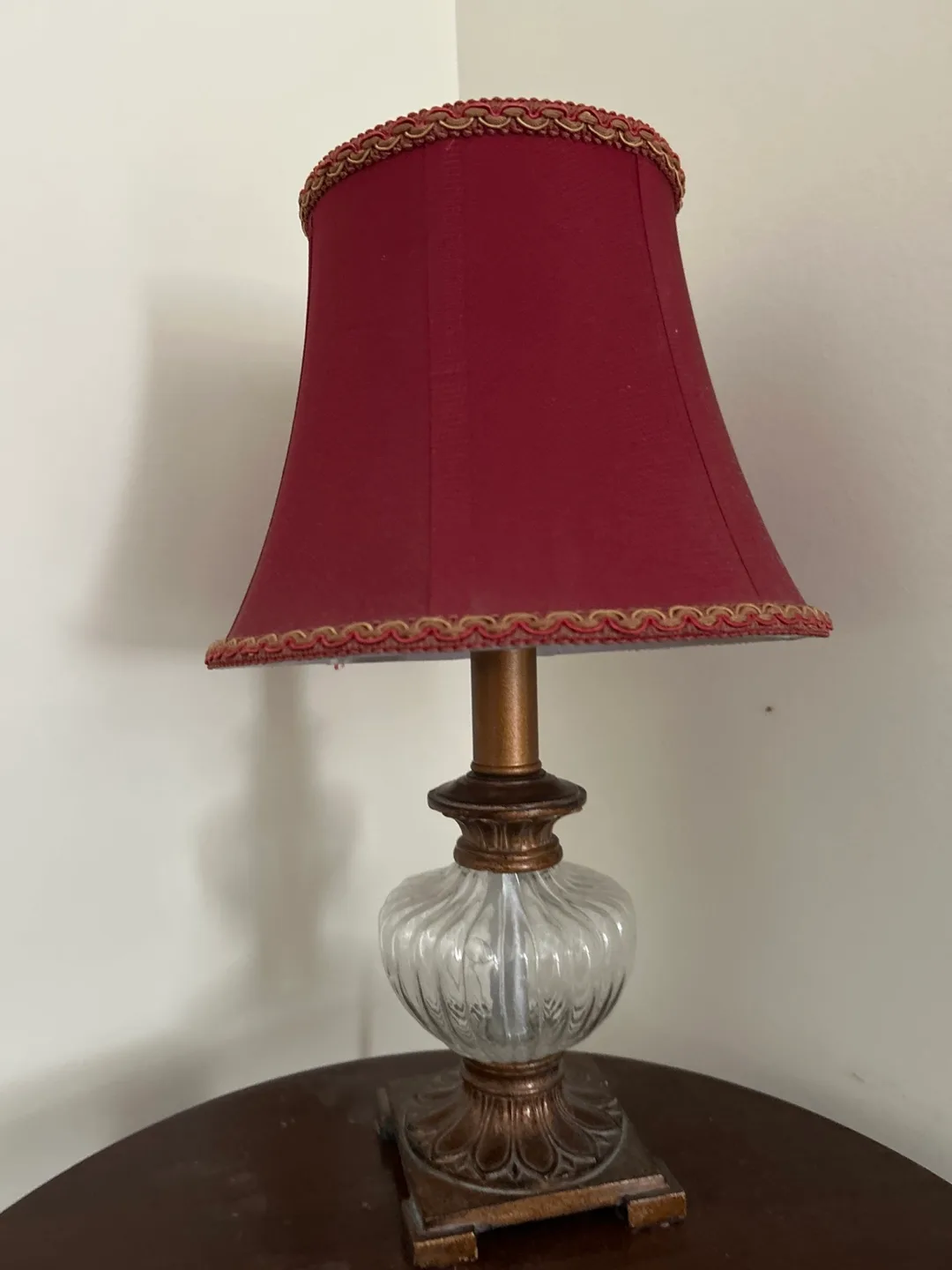 🧡 Red Table Lamp with Glass Base thumbnail