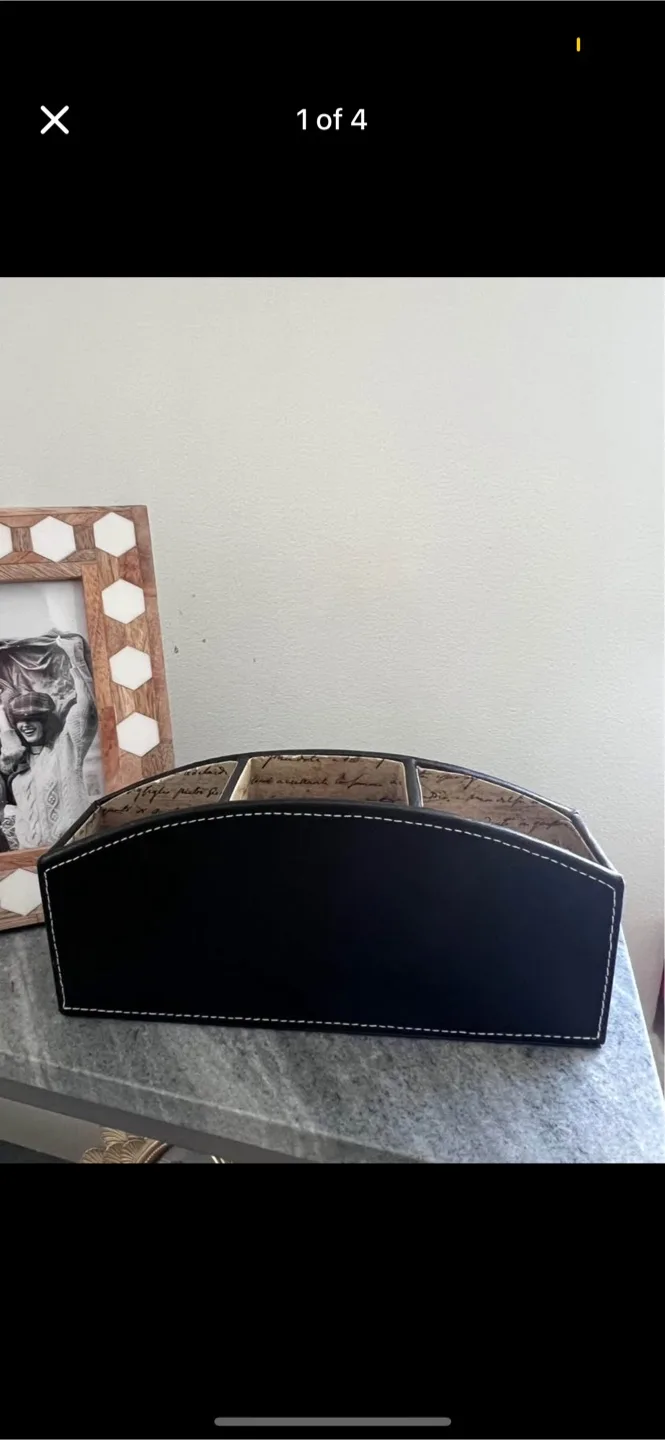 Elegant Leather Desk Organizer pen holder thumbnail