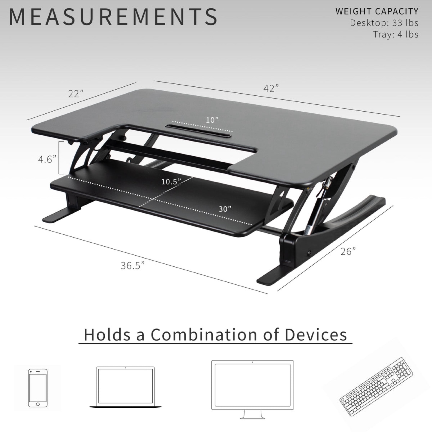 VIVO Height Adjustable Stand Up Desk Converter - photo 5